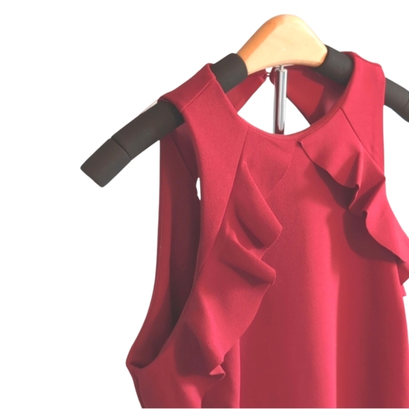 Old Navy Red Dress Size S Ruffle Shoulder Peek-a-Boo Back Excellent Condition - Picture 6 of 8
